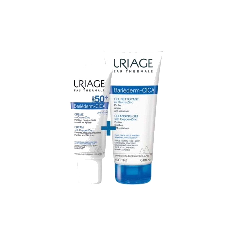Uriage Bariederm CICA SPF50+ 40ml + Bariederm CICA Gel Nettoyant 200ml — URIAGE