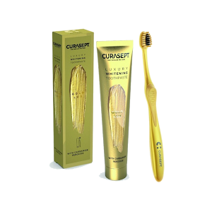 Curasept Pack Luxury Whitening Dentifrice Gold 75 ml + Brosse à Dent