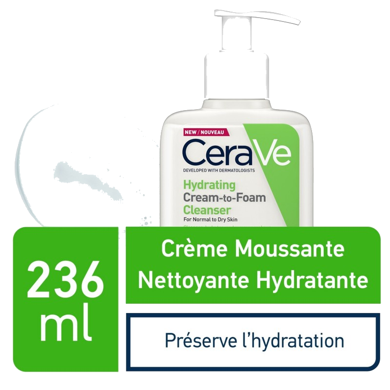 CeraVe Crème Moussante Nettoyante Hydratante Peau Normale à Sèche 236ml — CERAVE