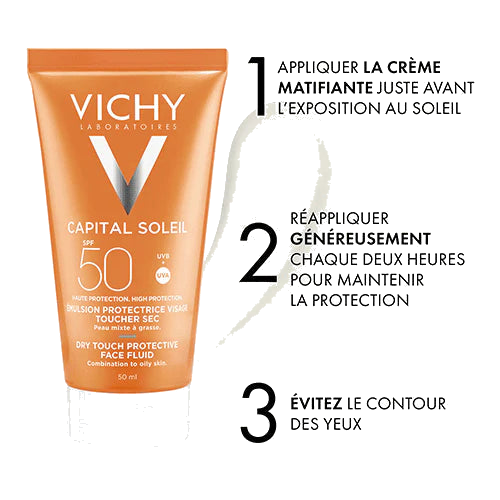 Vichy Capital Soleil Émulsion anti-Brillance Toucher Sec SPF50 Peau — visuel 2
