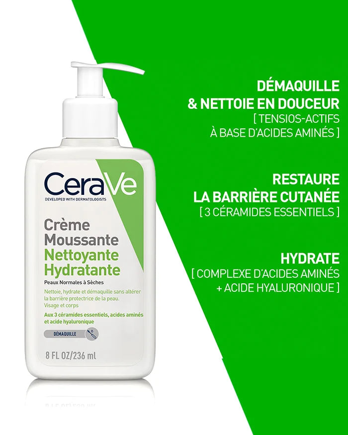 CeraVe Crème Moussante Nettoyante Hydratante Peau Normale à Sèche 236ml — visuel 4
