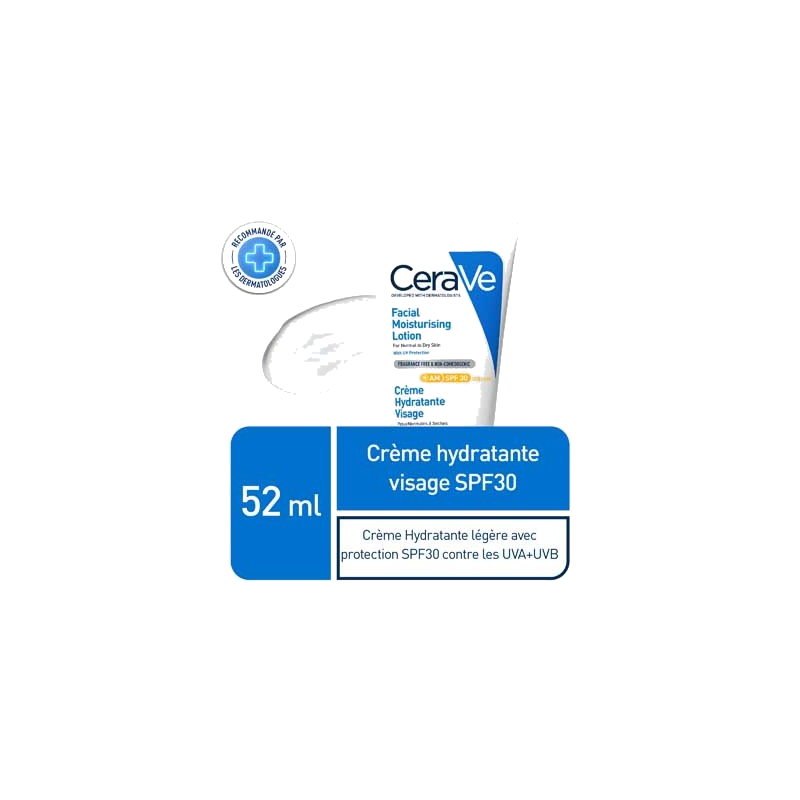 CeraVe Crème Hydratante Visage SPF30 Peaux Normales à Sèches 52ml — CERAVE
