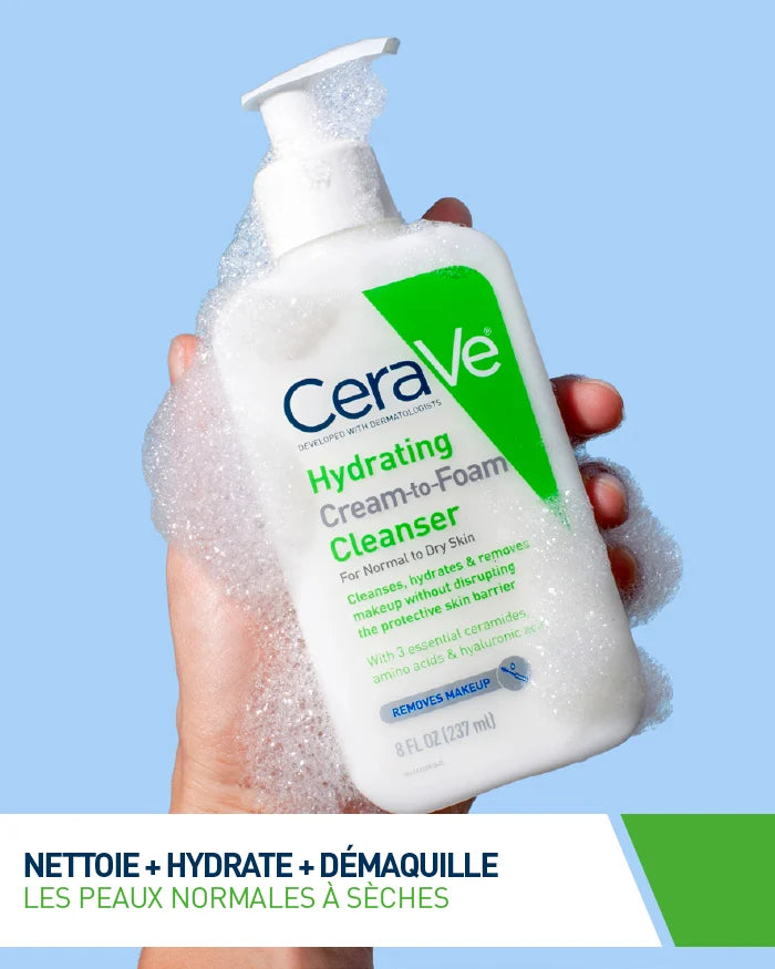 CeraVe Crème Moussante Nettoyante Hydratante Peau Normale à Sèche 236ml — visuel 2
