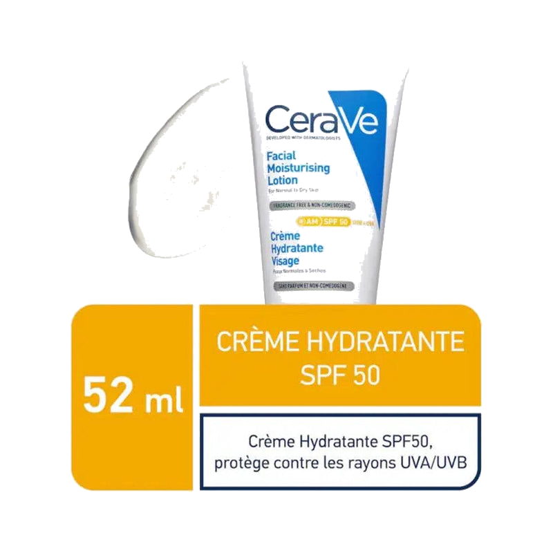 CeraVe Crème Hydratante Visage SPF50 Peaux Normales à Sèches 52ml — visuel 2