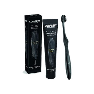 Curasept Pack Luxury Whitening Dentifrice Black 75 ml + Brosse à