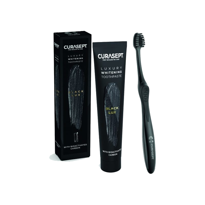 Curasept Pack Luxury Whitening Dentifrice Black 75 ml + Brosse à — CURASEPT