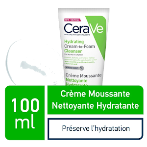 CeraVe Crème Moussante Nettoyante Hydratante Peau Normale à Sèche 100ml