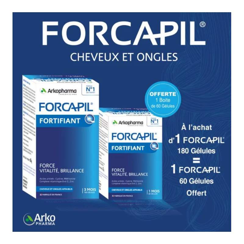Forcapil Pack Cheveux et Ongles 180 Gélules + 60 Gélules Offertes — FORCAPIL