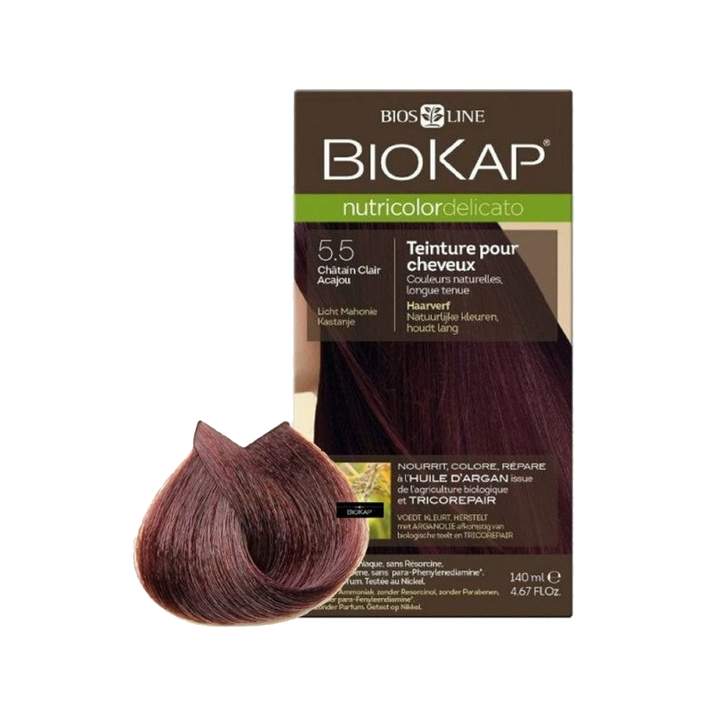 Biokap Nutricolor Delicato 5.5 Châtain Clair Acajou, 140 ml — BIOKAP